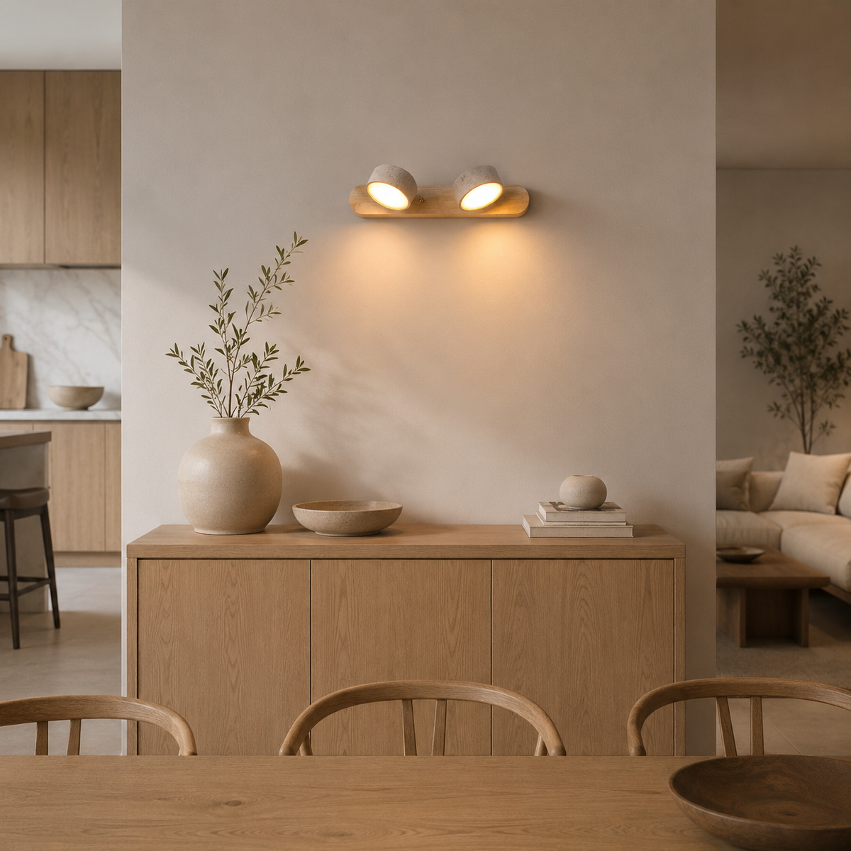 Nordic Wooden Double Head Wall Light Monina - Wall Lights | The Light Edition