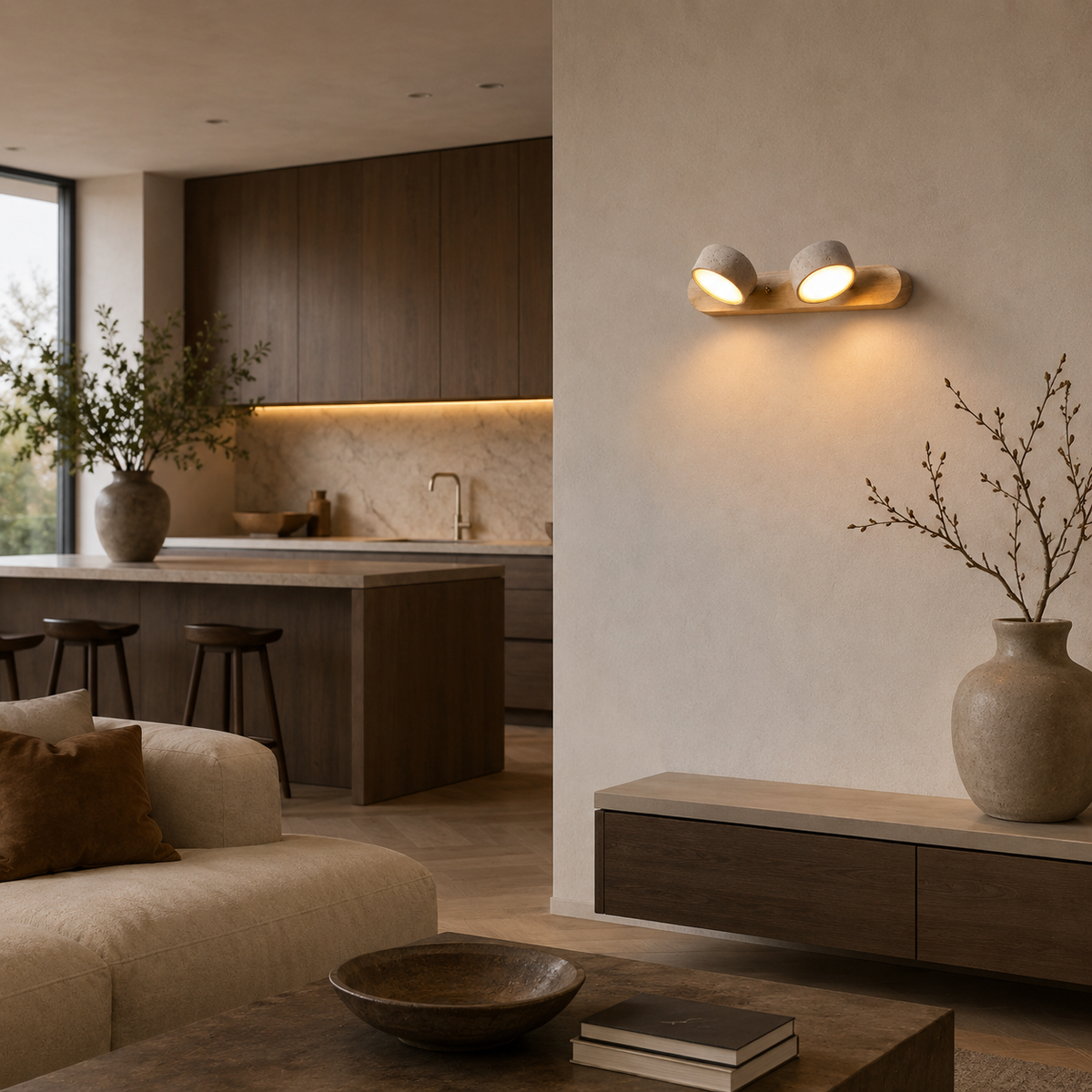 Nordic Wooden Double Head Wall Light Monina - Wall Lights | The Light Edition