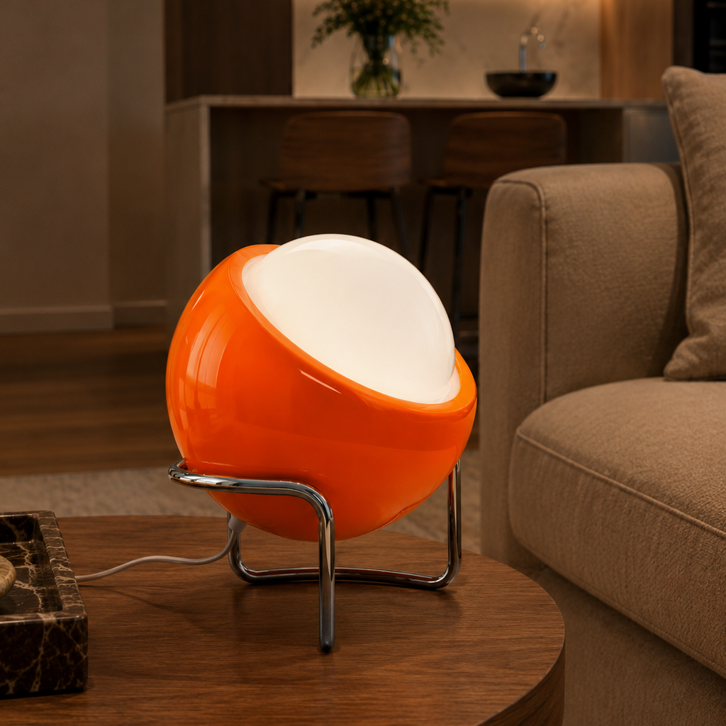 Retro Orange Glass Sphere Table Lamp Norvera - Lamps | The Light Edition