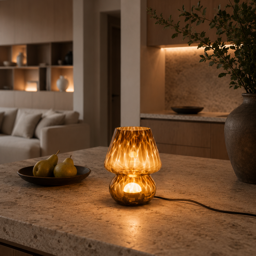 Amber Glass Mushroom Table Lamp Koriva - Lamps | The Light Edition