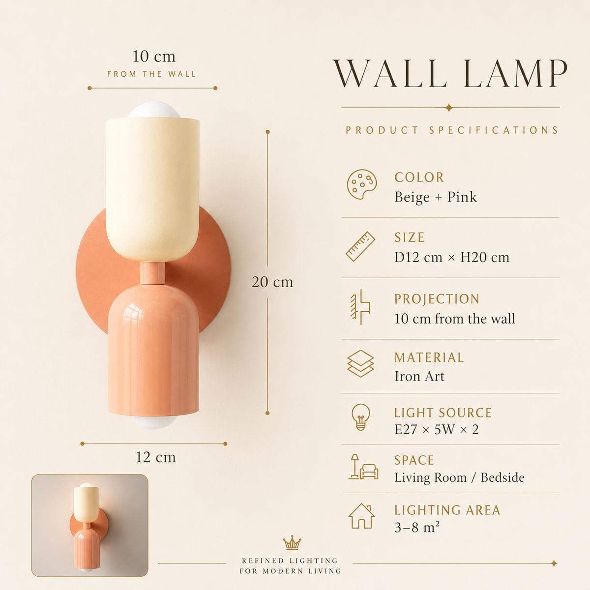 Lyserød genopladelig touch-bordlampe Koria