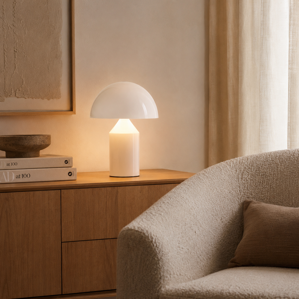 Stor hvid genopladelig touch-bordlampe Raven