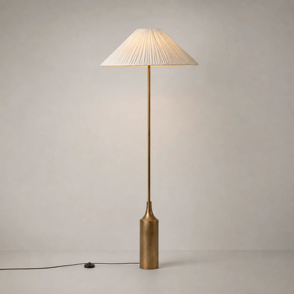 Pleated Brass Floor Lamp Cortina