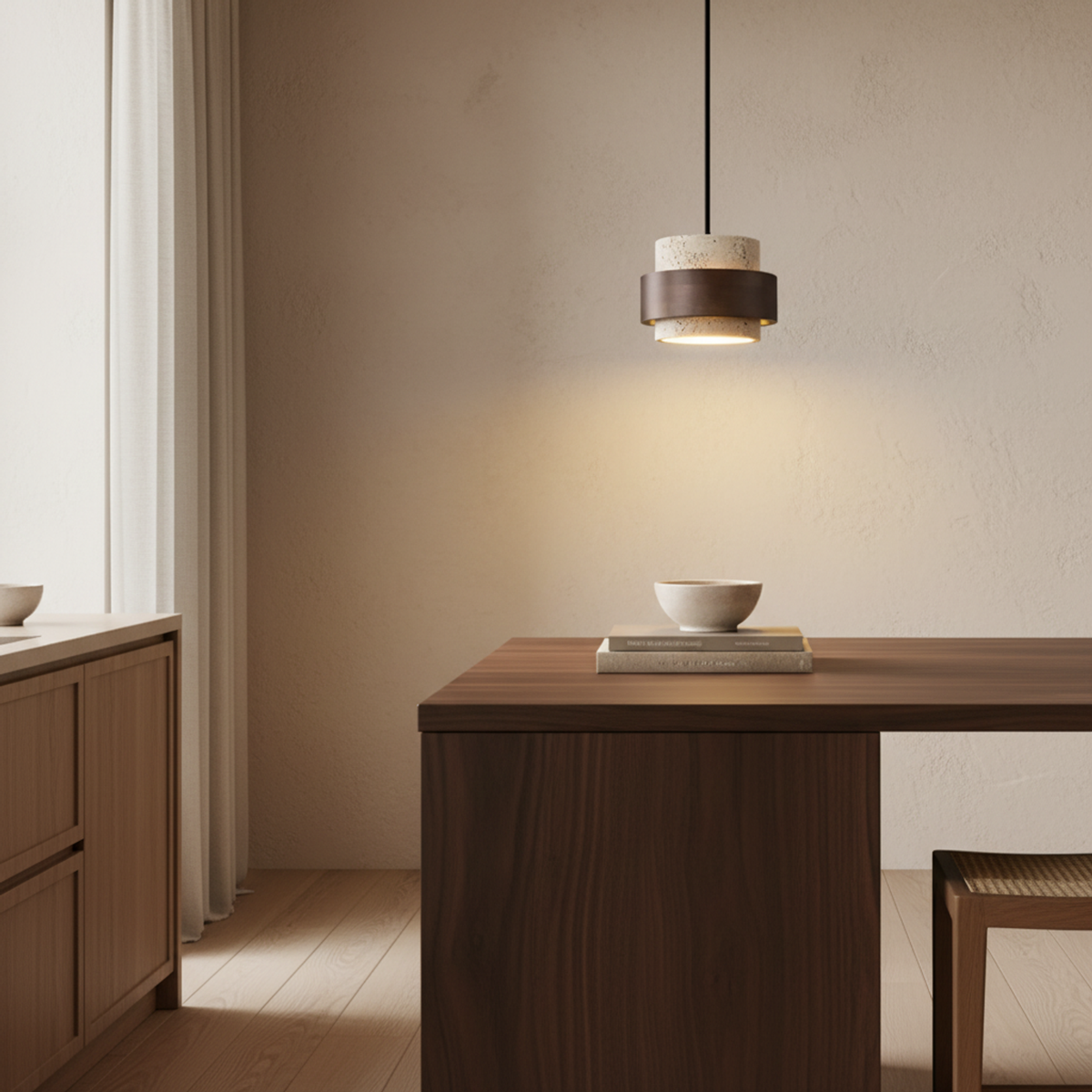 Stone and Wood Linear Pendant Light Mira - Lighting | The Light Edition