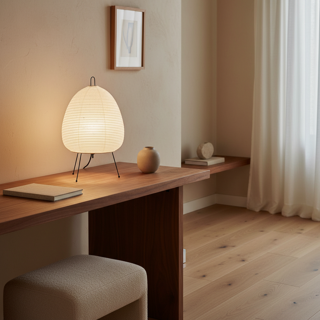 Japanese Rice Paper Tripod Table Lamp Veliva - Lamps | The Light Edition