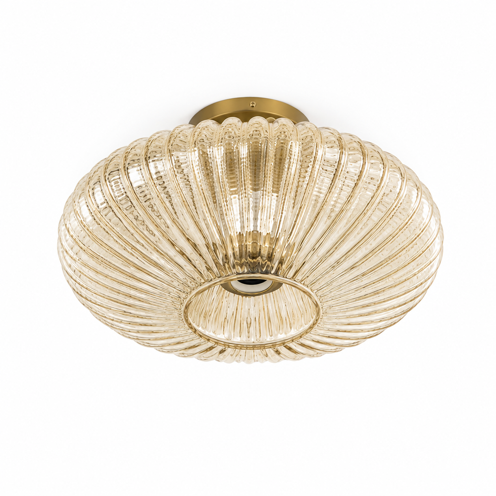 Ribbed Glass Flush Mount Ceiling Light Lunara