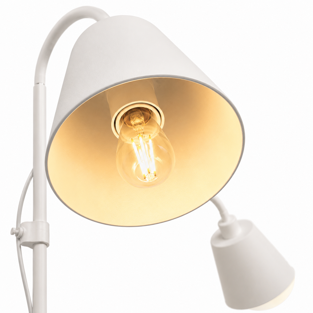 White Double Head Reading Floor Lamp Arlena