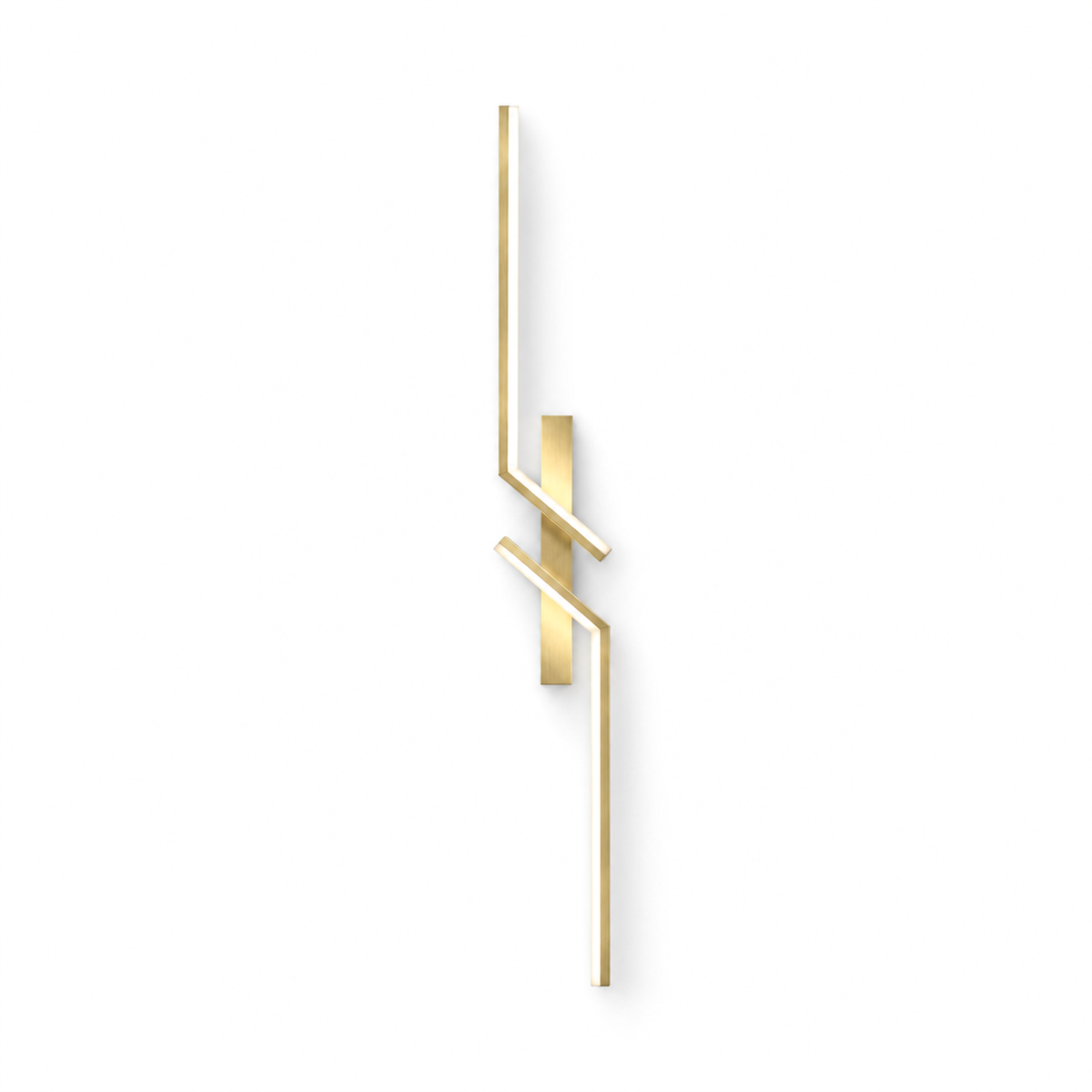 Marel linear brass LED wall light on a white background