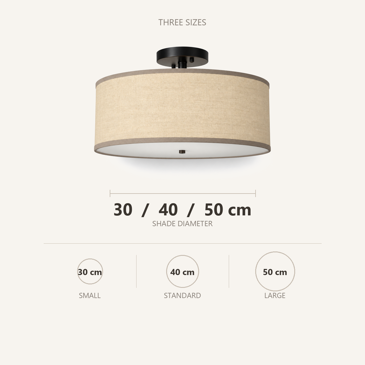 Naline ceiling light shade diameter, available in 30, 40 and 50 cm