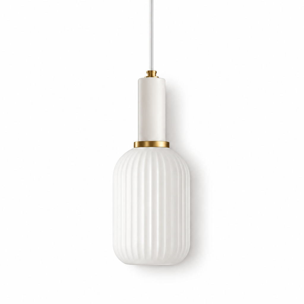 Loftlampe i opalglas og messing Opalia
