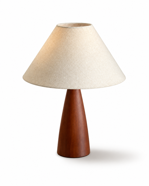 Walnut Cone Linen Table Lamp Marvena