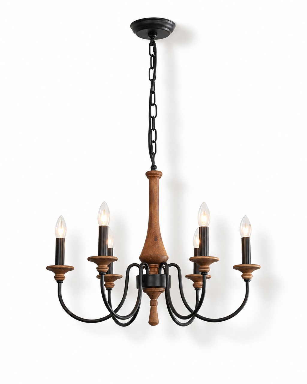 Wooden Candle Chandelier Ravenna