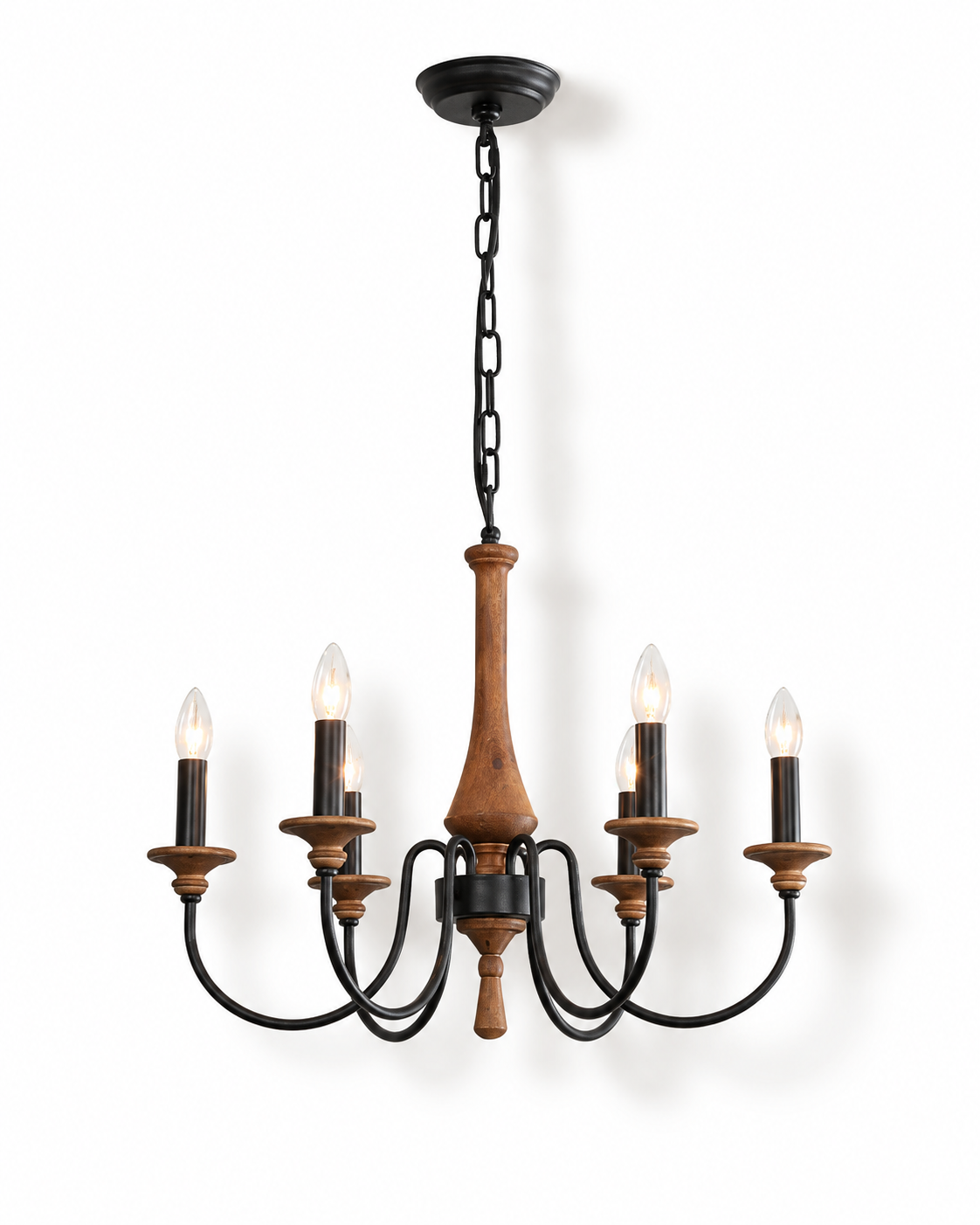 Wooden Candle Chandelier Ravenna