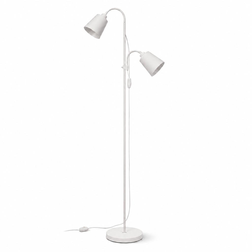 White Double Head Reading Floor Lamp Arlena