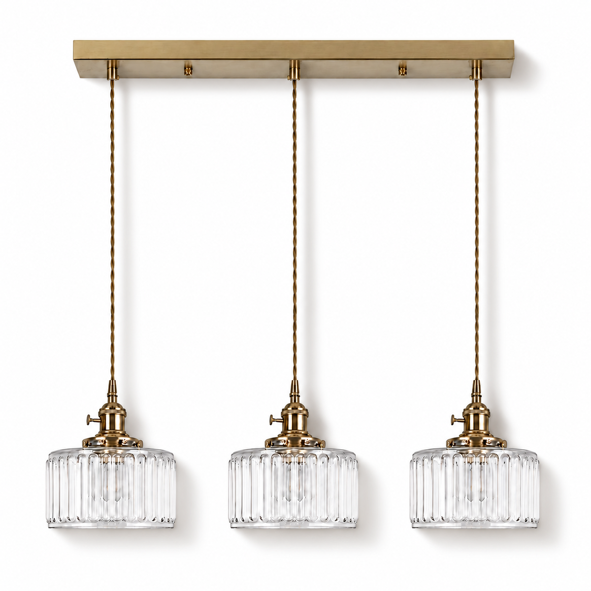 Ribbed Glass 3 Light Kitchen Island Pendant Light Verdena