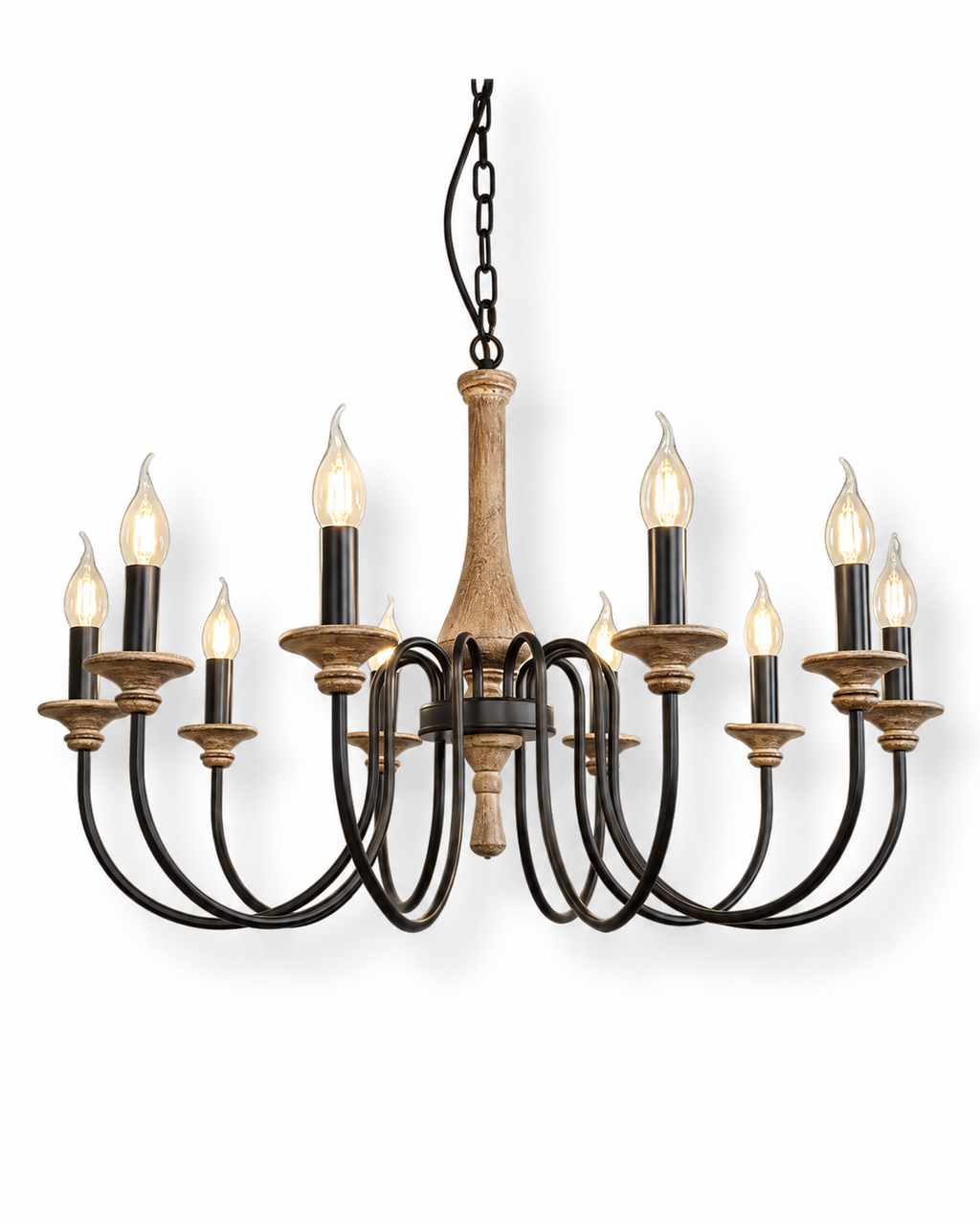 Wooden Candle Chandelier Ravenna