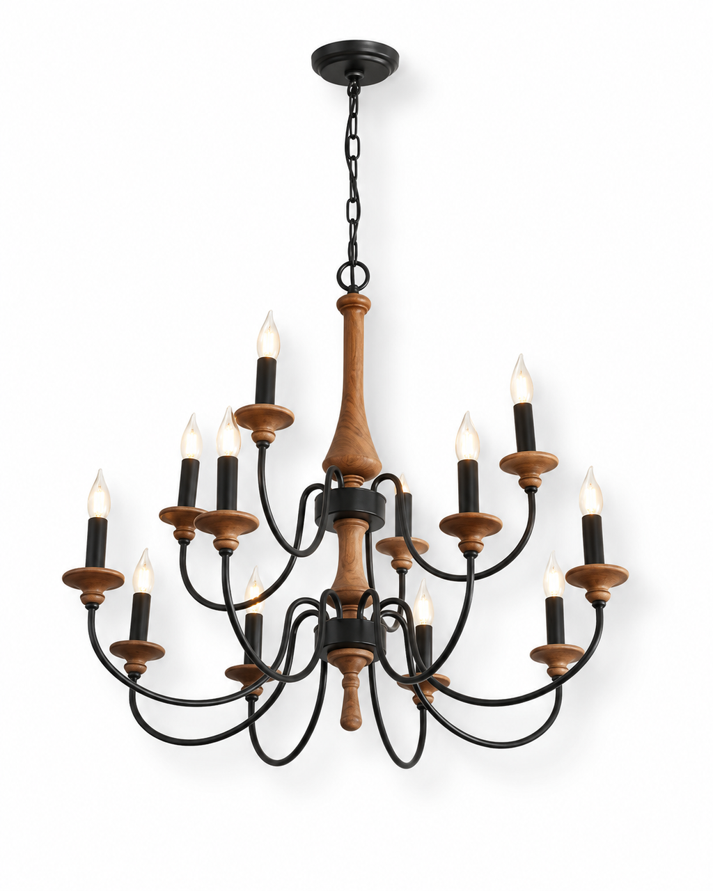 Wooden Candle Chandelier Ravenna