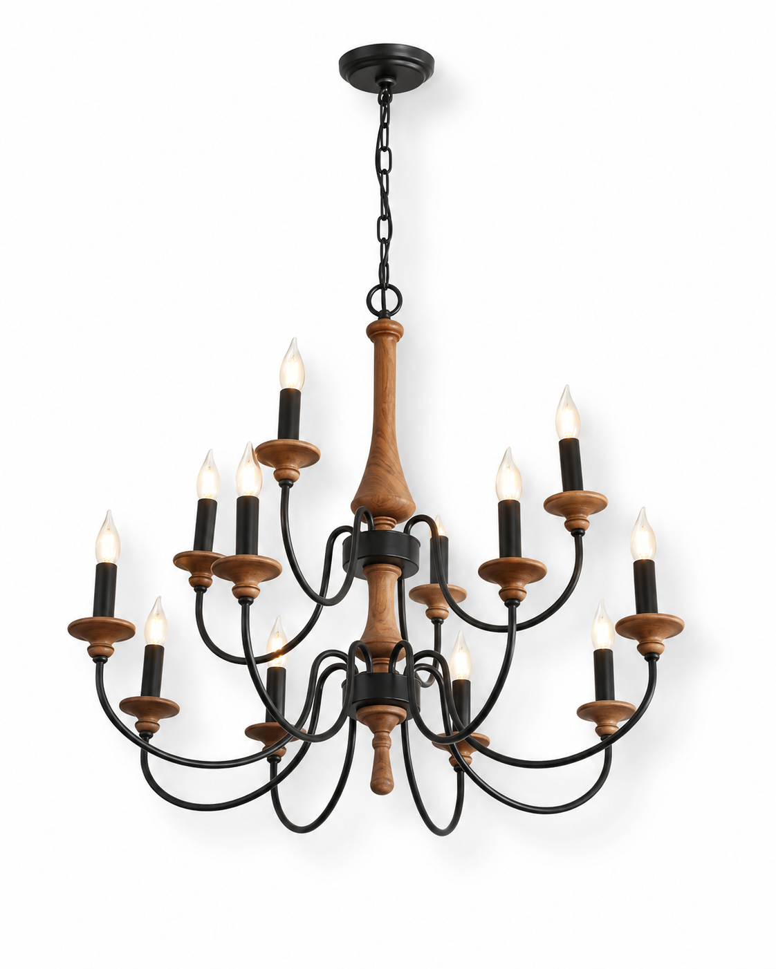 Wooden Candle Chandelier Ravenna