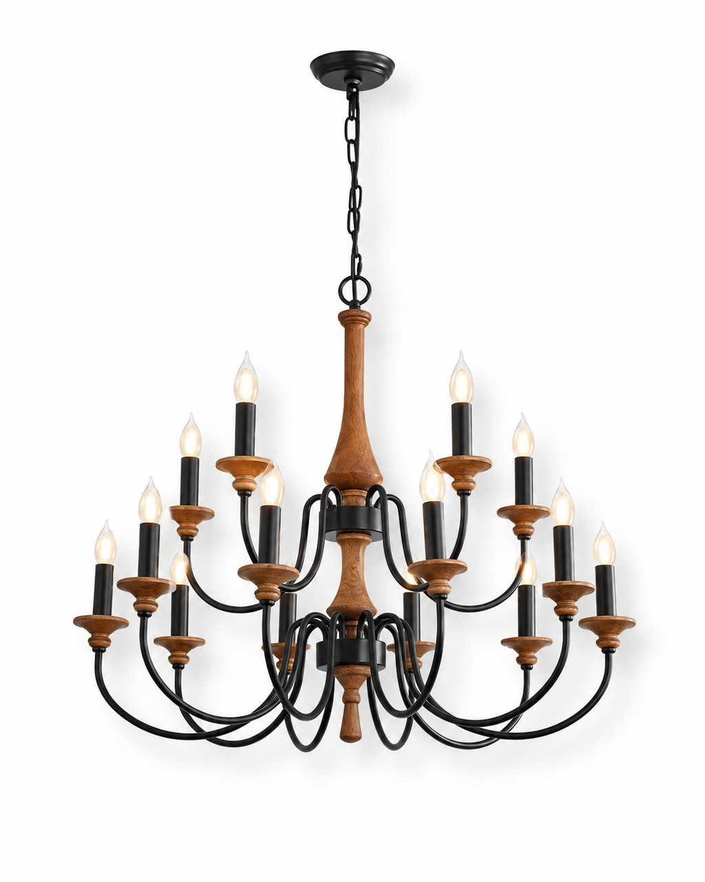 Wooden Candle Chandelier Ravenna