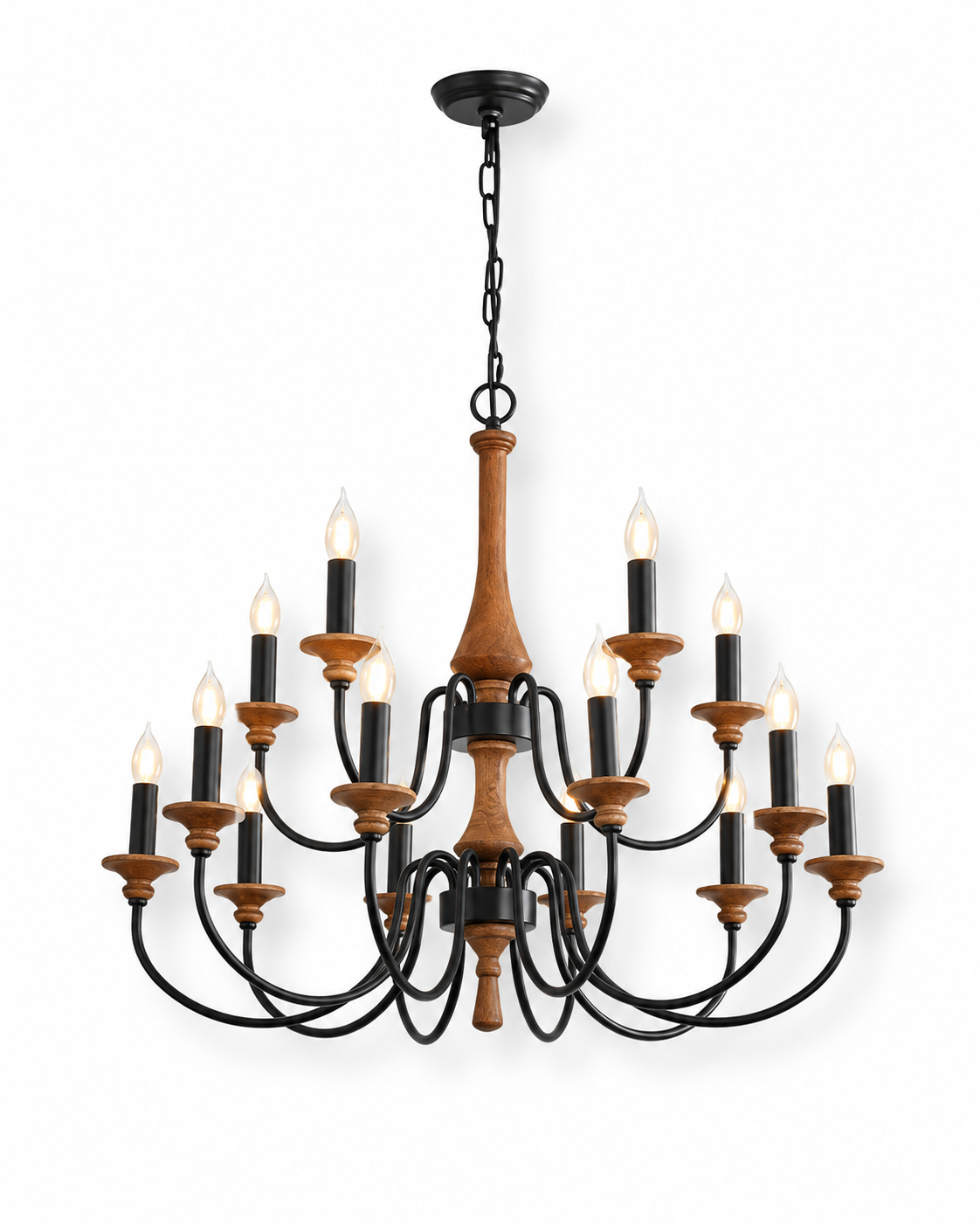 Wooden Candle Chandelier Ravenna