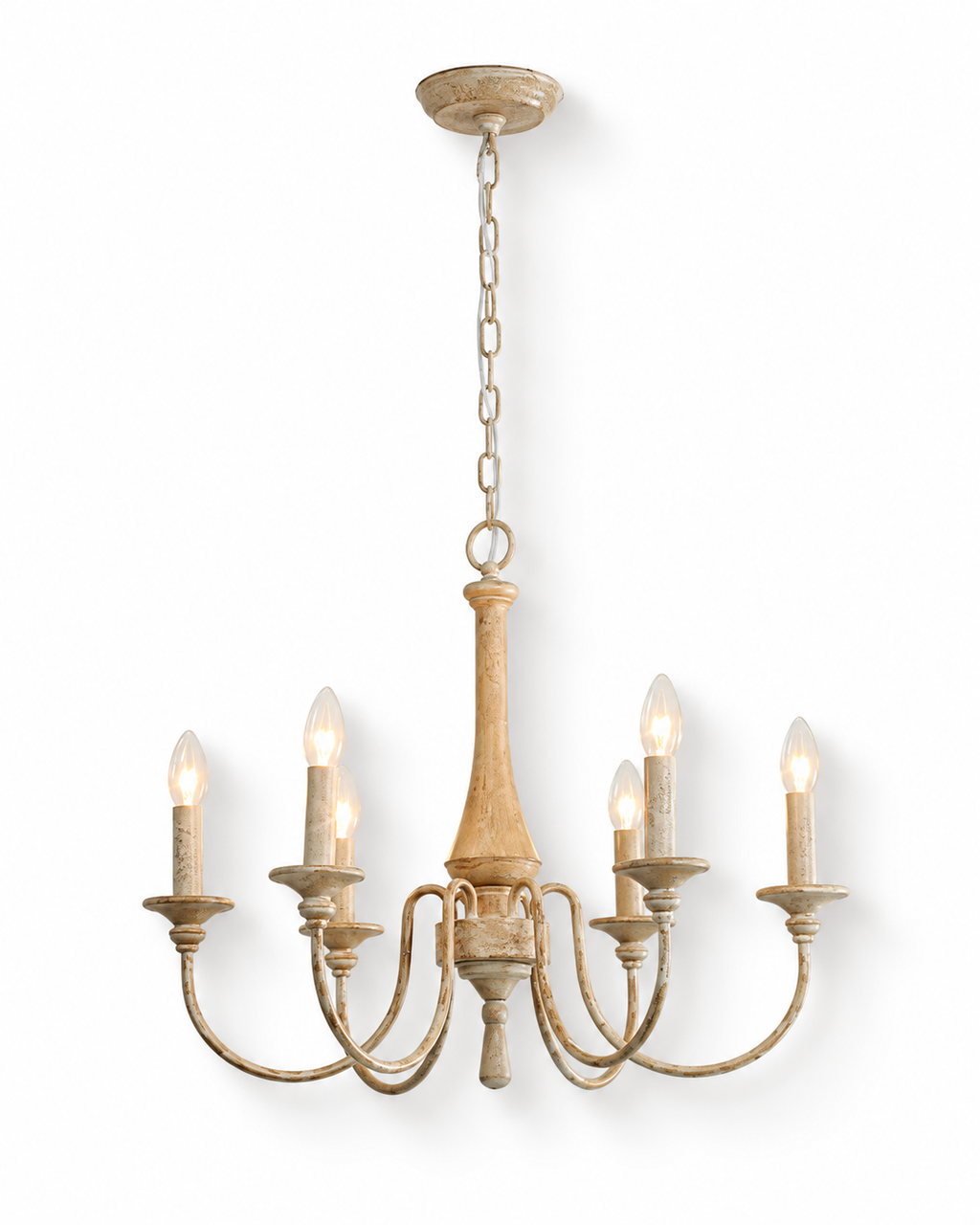 Wooden Candle Chandelier Ravenna