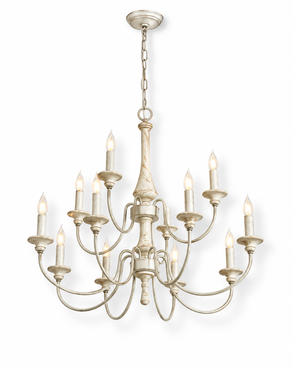 Wooden Candle Chandelier Ravenna