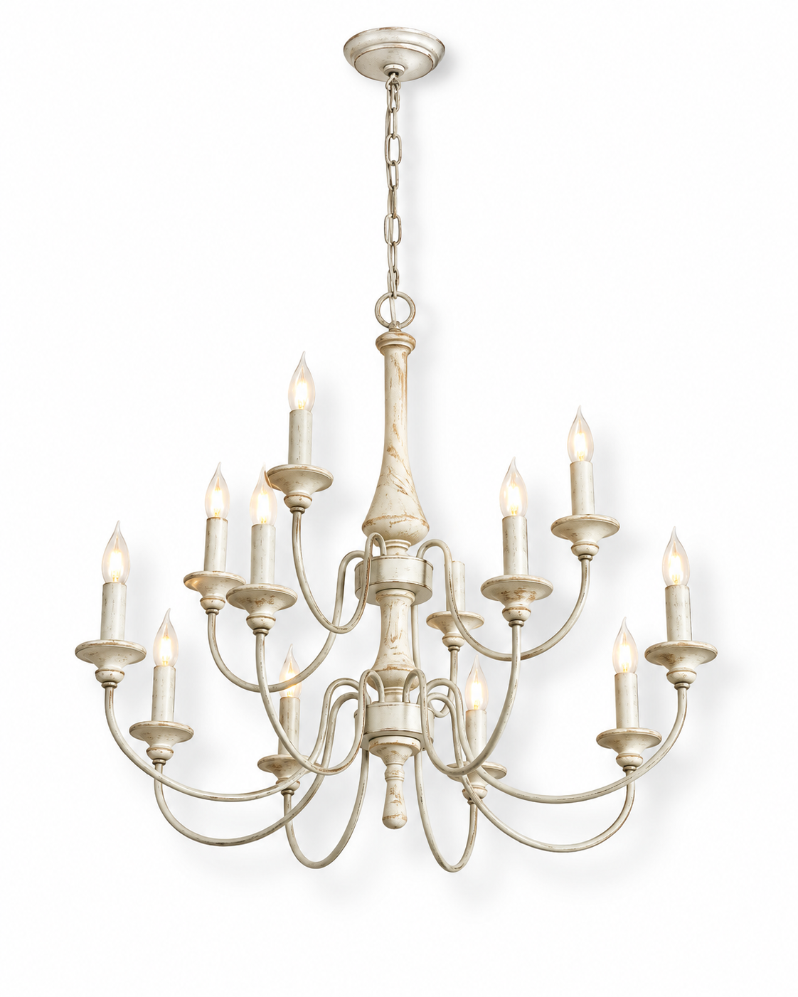 Wooden Candle Chandelier Ravenna
