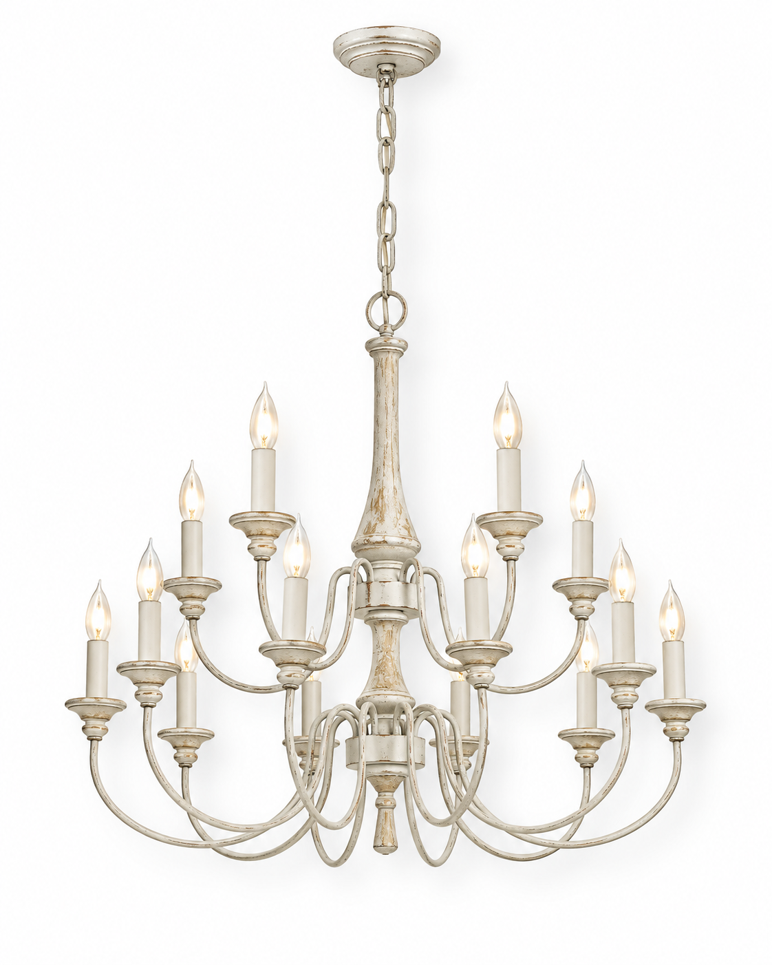 Wooden Candle Chandelier Ravenna