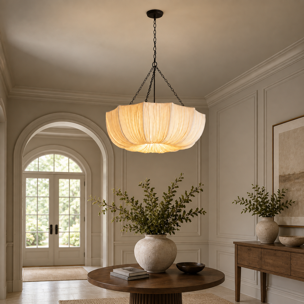 Pleated Fabric Petal Chandelier Serenna