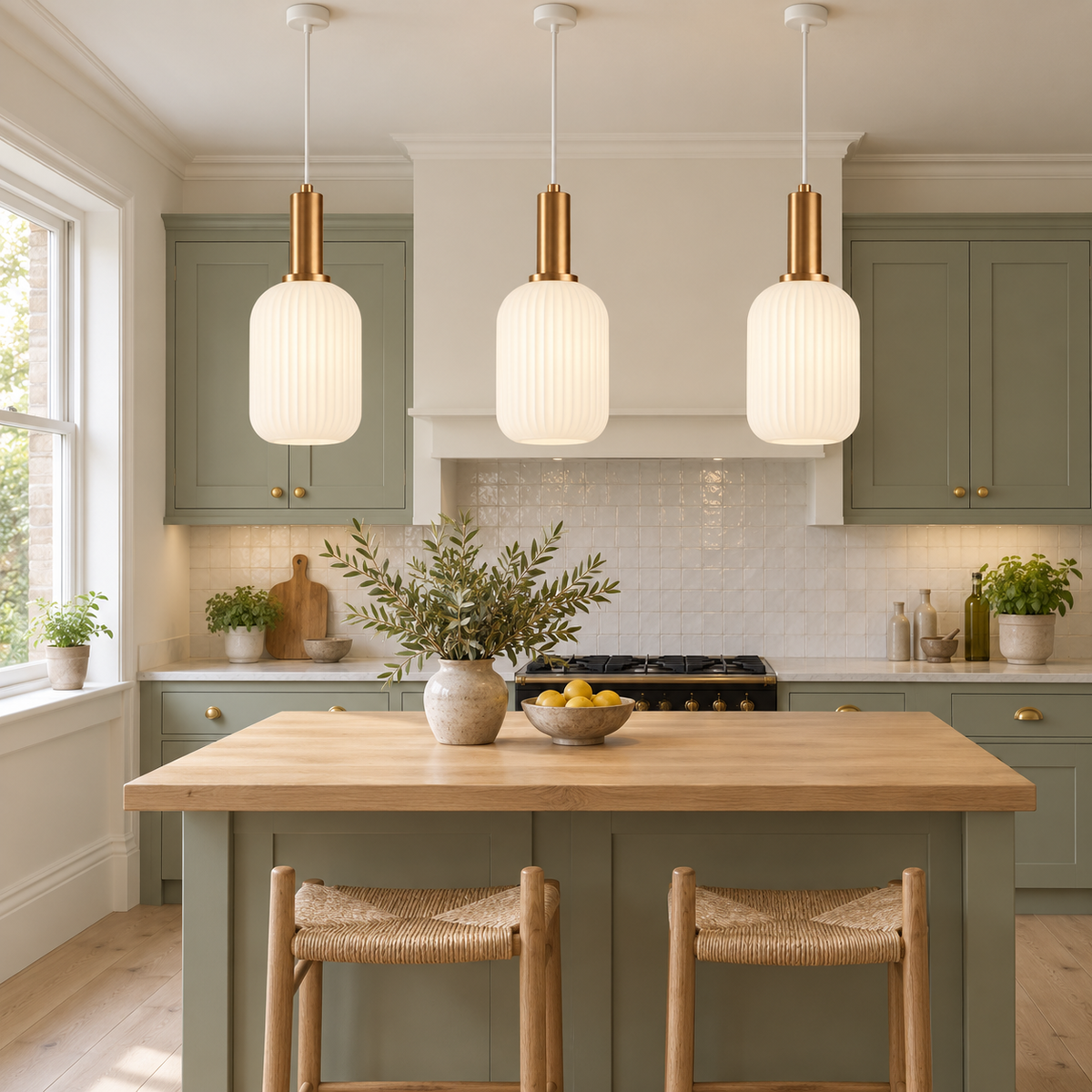 Loftlampe i opalglas og messing Opalia