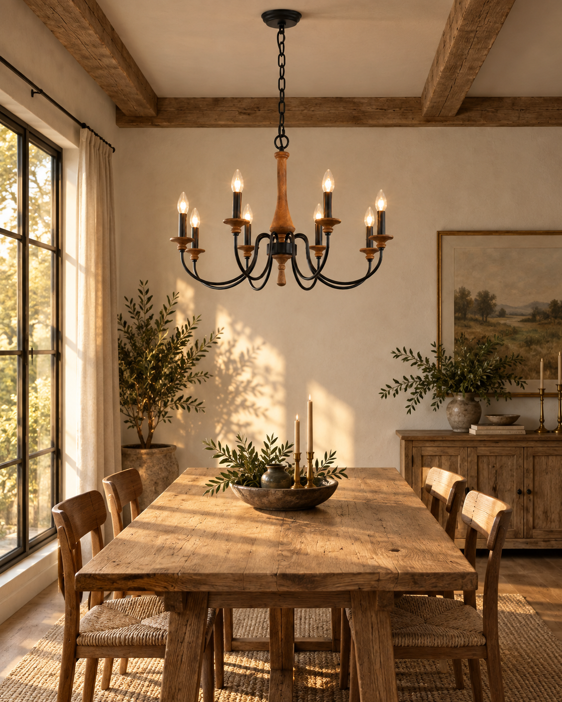 Wooden Candle Chandelier Ravenna