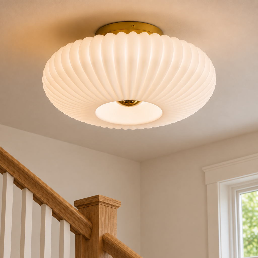 Ribbed Glass Flush Mount Ceiling Light Lunara