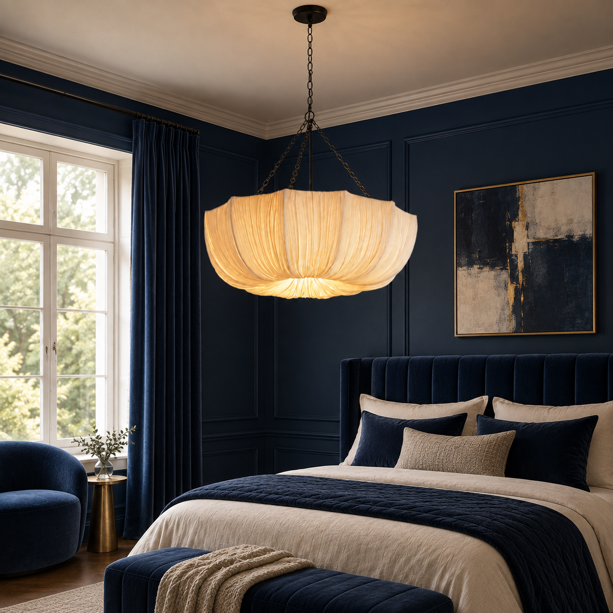 Pleated Fabric Petal Chandelier Serenna