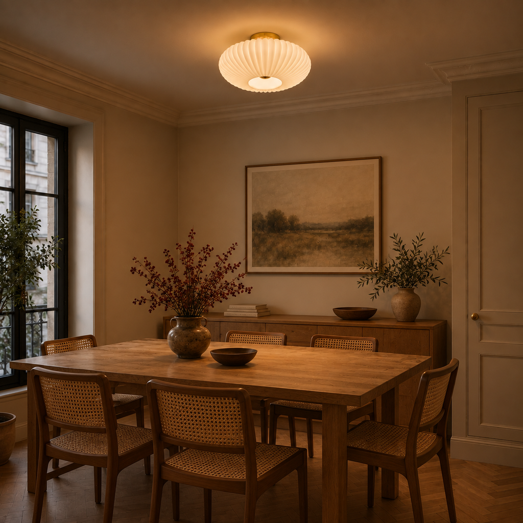 Ribbed Glass Flush Mount Ceiling Light Lunara