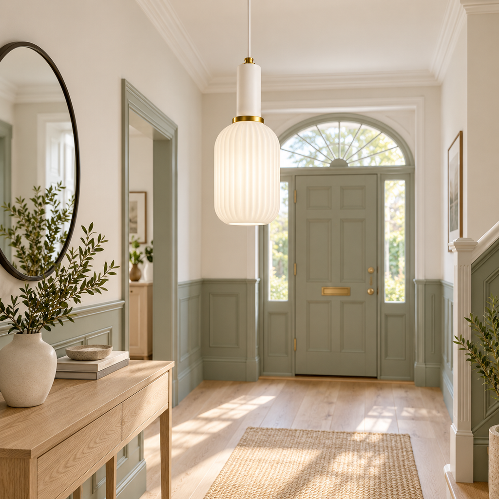 Loftlampe i opalglas og messing Opalia