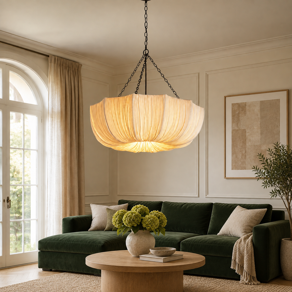Pleated Fabric Petal Chandelier Serenna