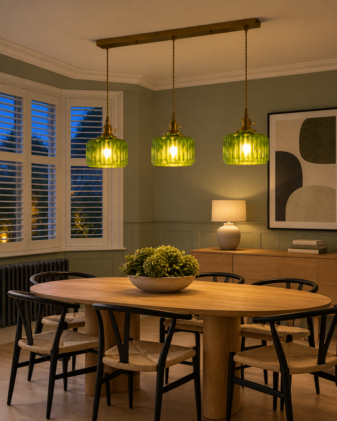 Ribbed Glass 3 Light Kitchen Island Pendant Light Verdena