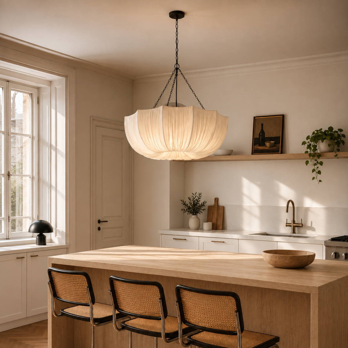 Pleated Fabric Petal Chandelier Serenna
