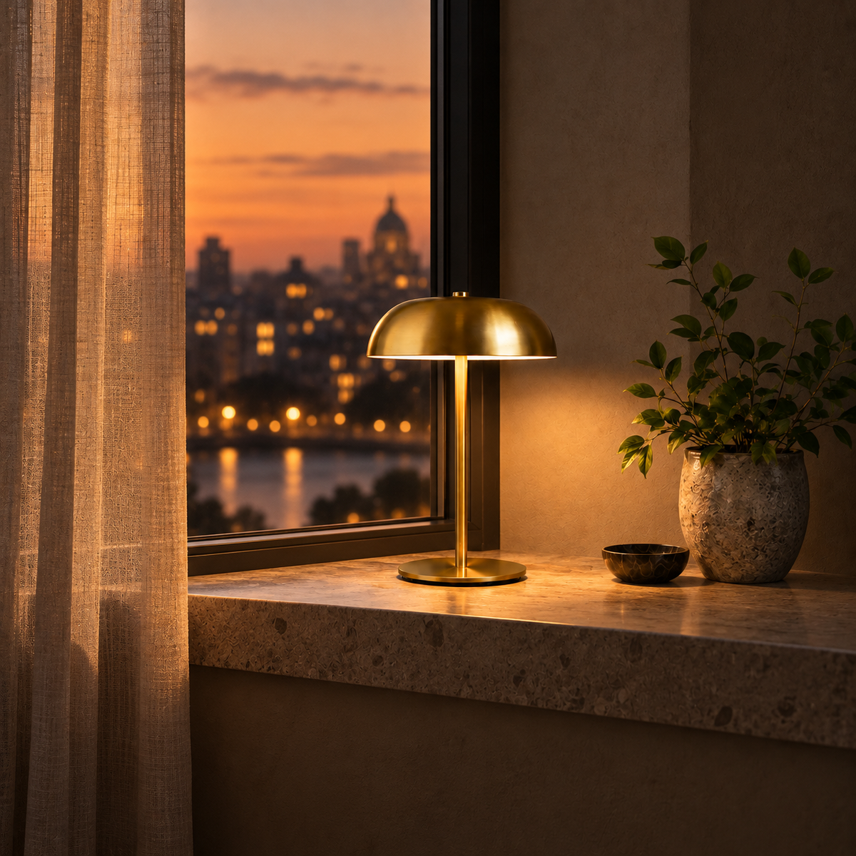 Rechargeable Metal Dome Table Lamp Celisa