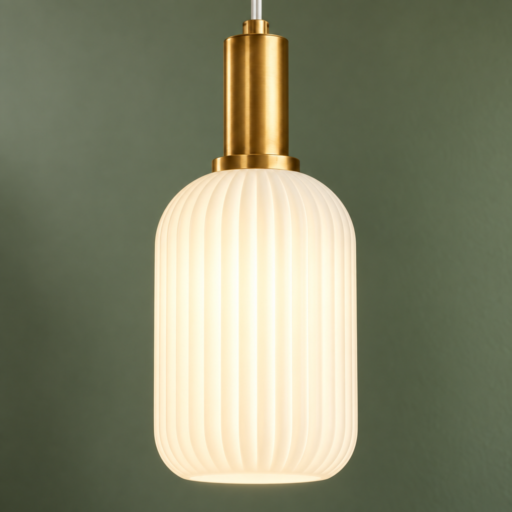 Loftlampe i opalglas og messing Opalia