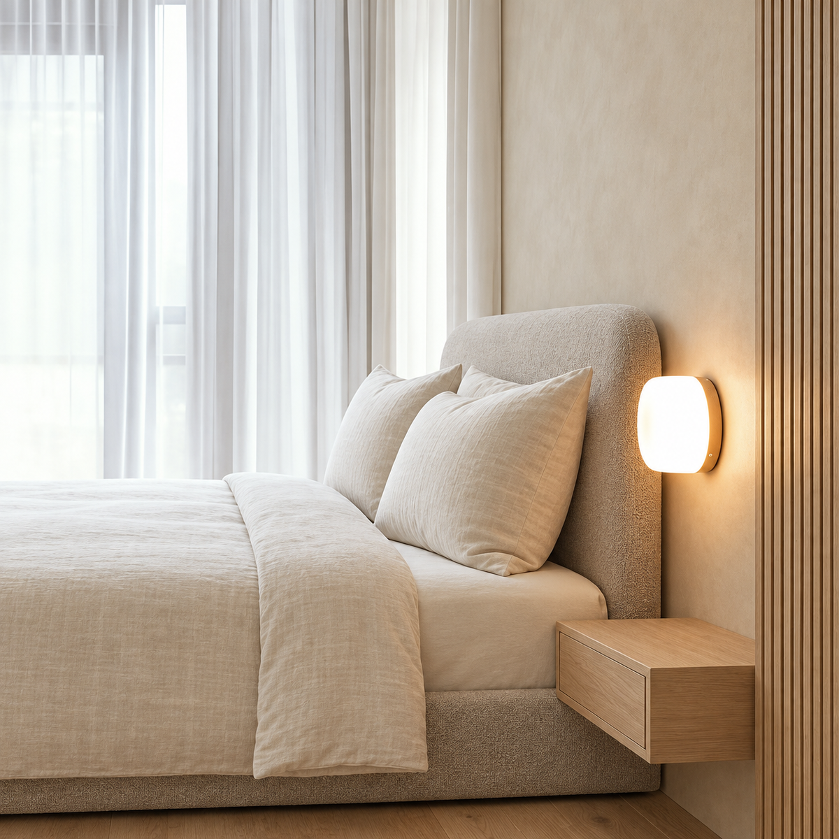 Ribbed Round Flush Wall Light Farela, Chambre