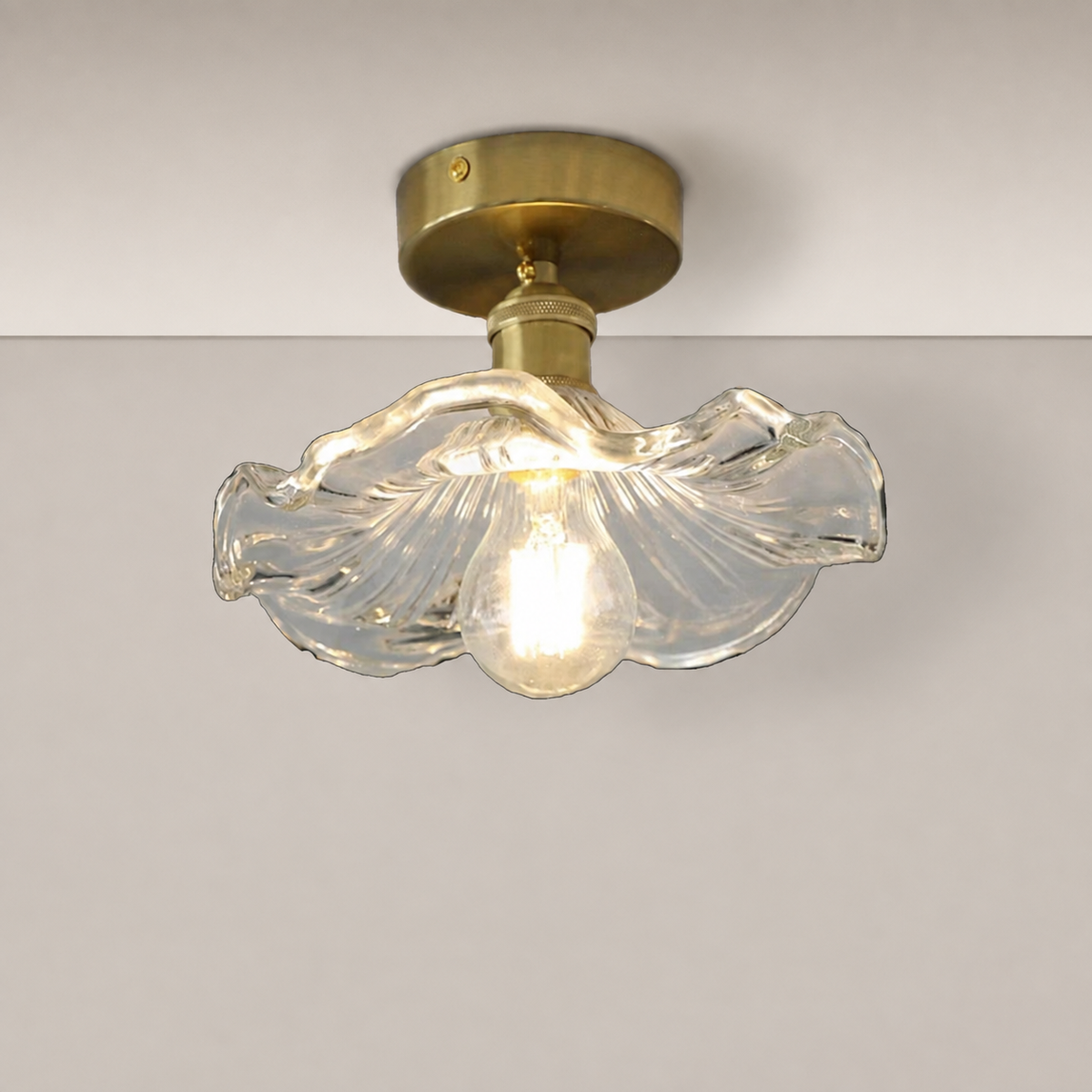 Nordic Flower Ceiling Light Rilana Transparent, Fond neutre