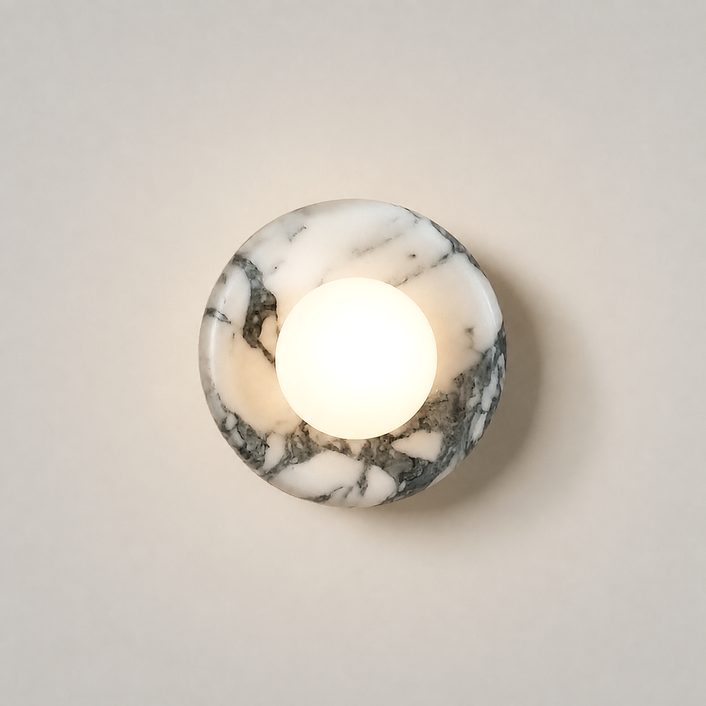 Marble and Glass Wall Light Tenara White Marble, Fond neutre