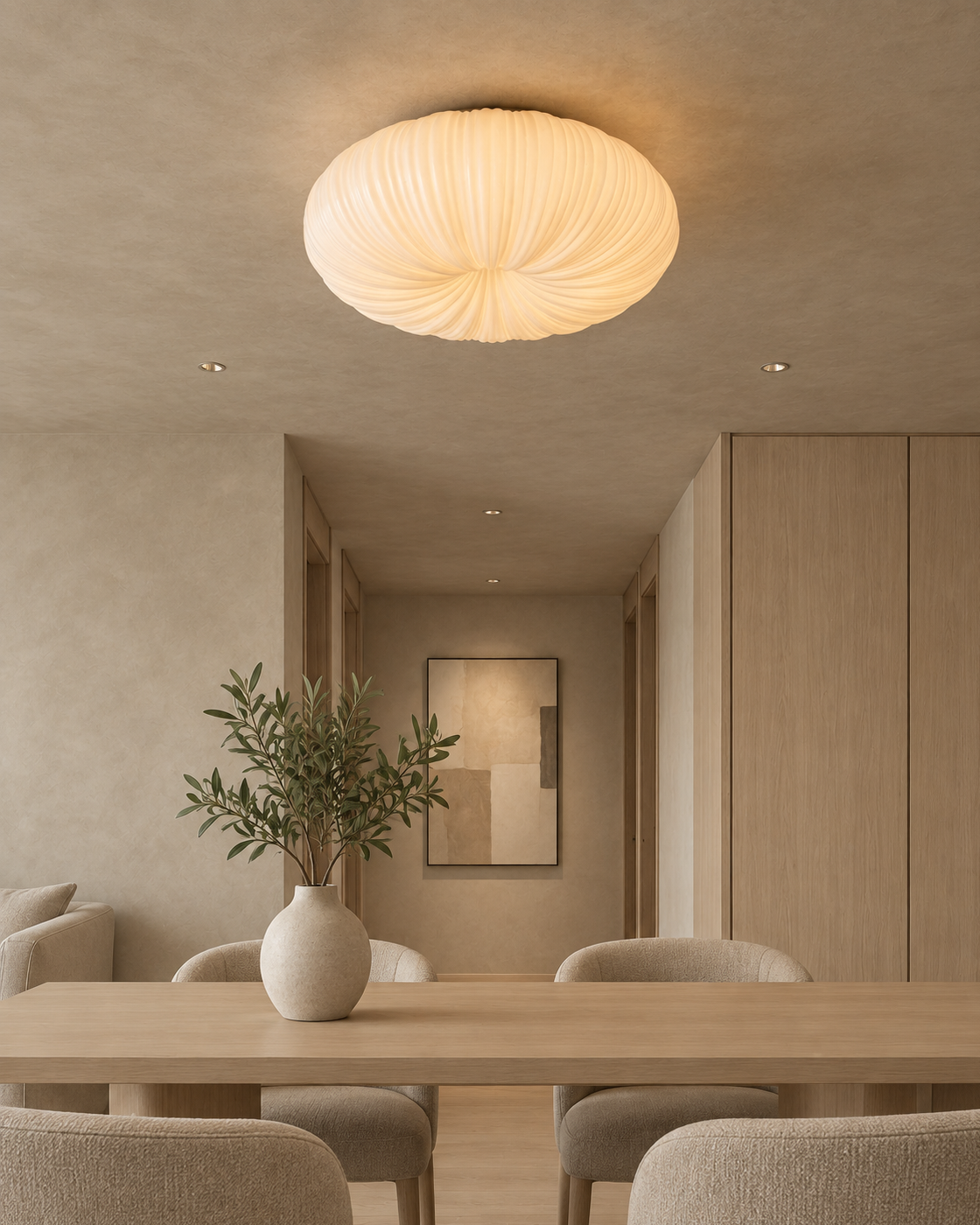 Pleated Pumpkin Ceiling Light Pavena, Salle a manger