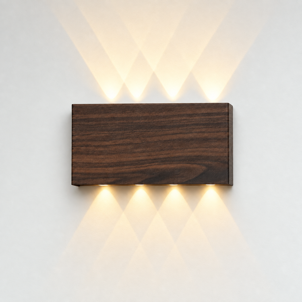 Rechargeable Cordless Wall Light Vessa Dark Wood, Fond neutre