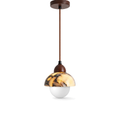 Valina small pendant light with a marbled dome shade and opal globe on a white background