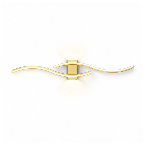 Venira curved brass LED wall light on a white background